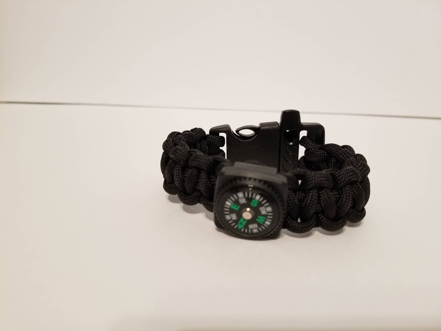 Ultimate Black Paracord Bracelet with Working Compass and Whistle Clasp