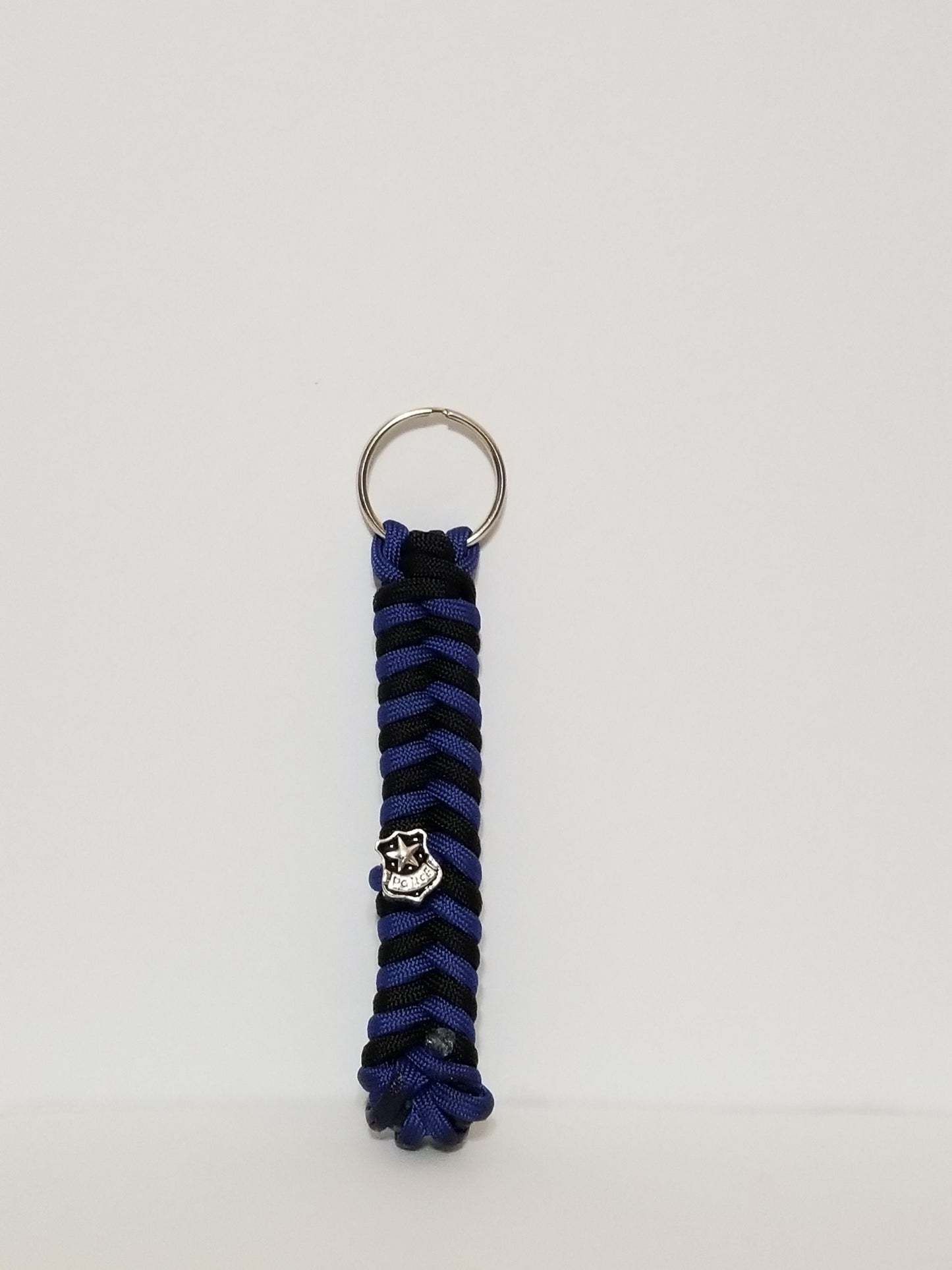 Thin Blue Line with Badge Charm Paracord Keychain