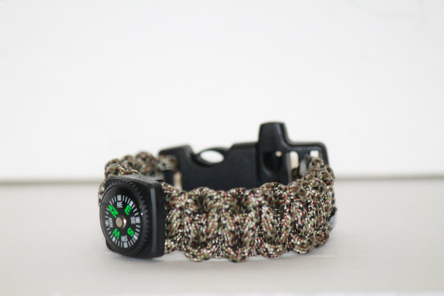 Ultimate Camo Paracord Bracelet with Working Compass and Whistle Clasp