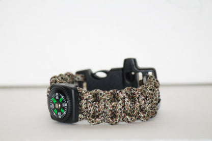 Ultimate Camo Paracord Bracelet with Working Compass and Whistle Clasp
