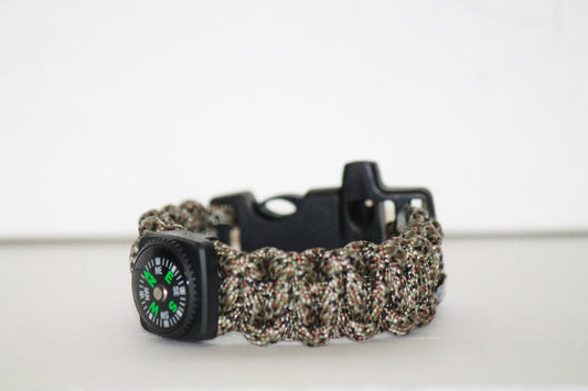 Ultimate Camo Paracord Bracelet with Working Compass and Whistle Clasp