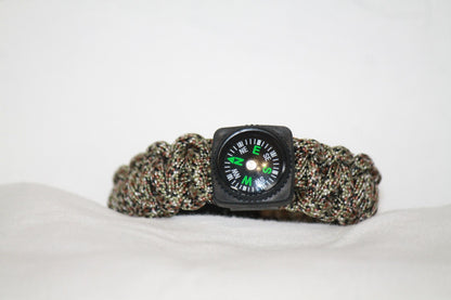 Ultimate Camo Paracord Bracelet with Working Compass and Whistle Clasp