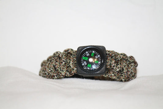 Ultimate Camo Paracord Bracelet with Working Compass and Whistle Clasp