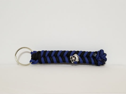 Thin Blue Line with Badge Charm Paracord Keychain